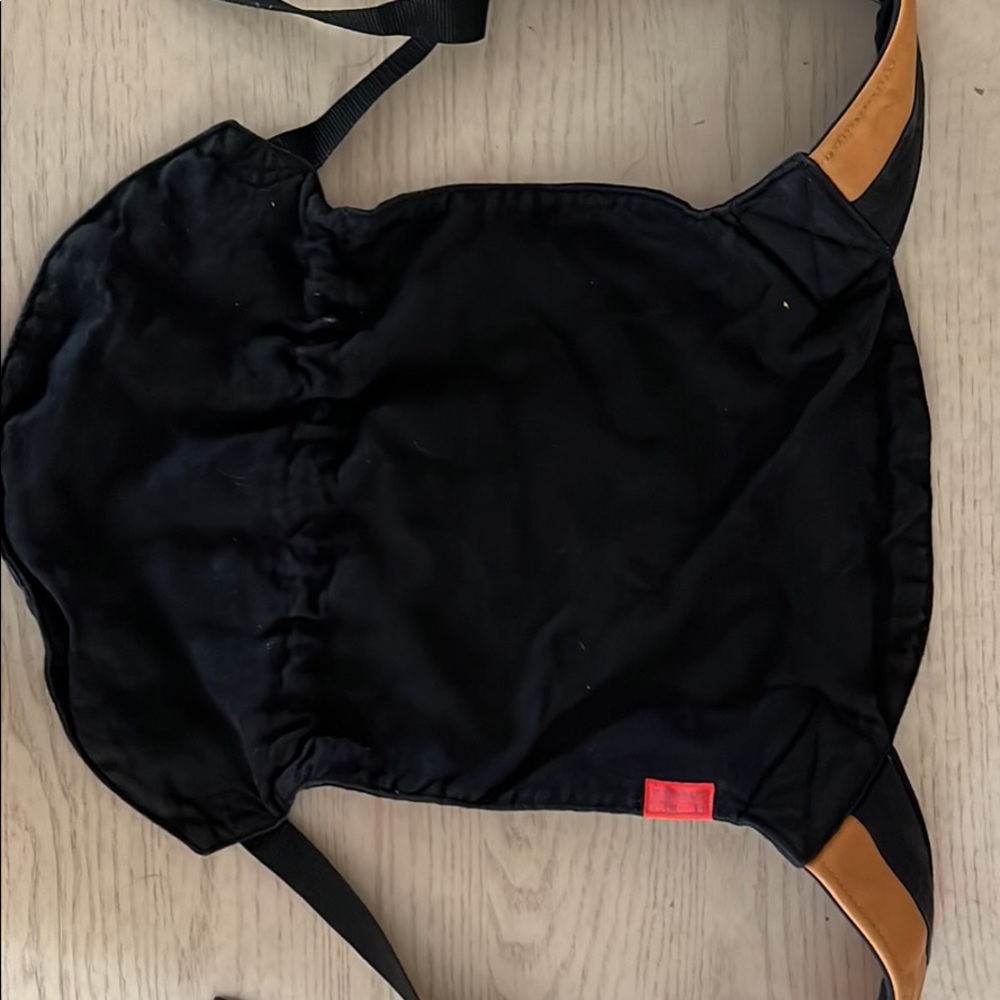 Sakura Bloom black linen and leather onbuhimo